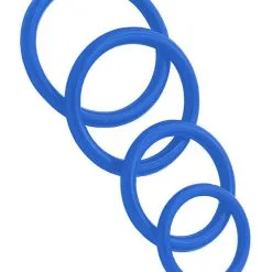 4 Cockrings Caoutchouc Set - Bleu