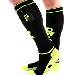 Chaussettes Brutus Gas Mask Party Pockets - Noir/jaune Neon -Poppers Soldes Boutique chaussettes brutus gas mask party pockets noir jaune neon 2 1 9133