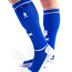 Chaussettes Fuck Party Pockets - Bleu/blanc -Poppers Soldes Boutique chaussettes fuck party pockets bleu blanc 2 3 9136