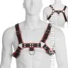 Harnais BDSM En Cuir V?ritable Noir / Rouge -Poppers Soldes Boutique harnais bdsm en cuir vritable noir rouge 0 1 7674