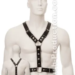 Harnais En Cuir Noir Avec Boutons En M?tal