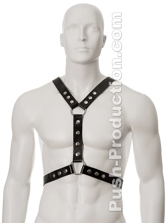 Harnais En Cuir Noir Avec Boutons En M?tal 4 Harnais En Cuir Noir Avec Boutons En M?tal – Image 2