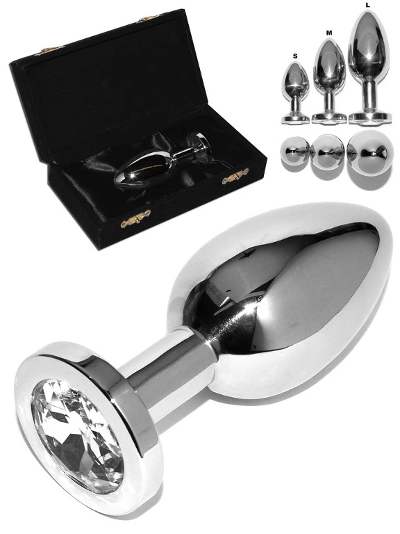 Plug Anal Rosebud Inox - Cristal Blanc - Large 3 Plug Anal Rosebud Inox - Cristal Blanc - Large