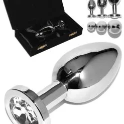 Plug Anal Rosebud Inox - Cristal Blanc - Medium