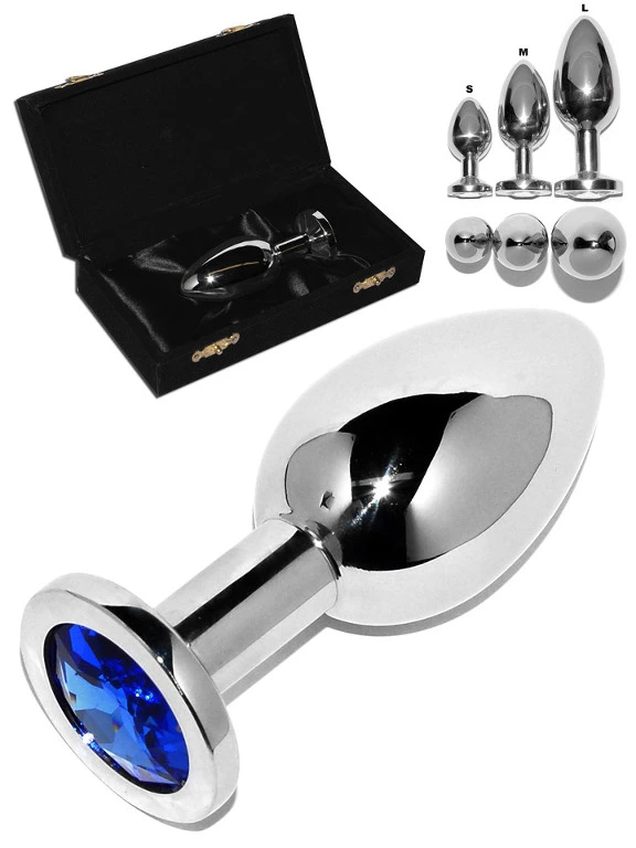 Plug Anal Rosebud Inox - Cristal Bleu - Small 3 Plug Anal Rosebud Inox - Cristal Bleu - Small