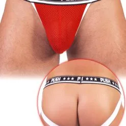 Push - Jockstrap Premium Mesh - Rouge/blanc