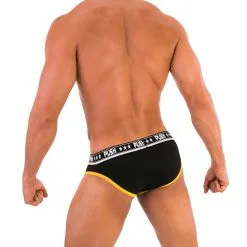 Push - Slip Premium Cotton - Noir/jaune -Poppers Soldes Boutique push slip premium cotton noir jaune 2 1 7825