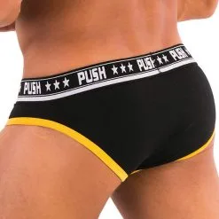 Push - Slip Premium Cotton - Noir/jaune -Poppers Soldes Boutique push slip premium cotton noir jaune 3 1 7825