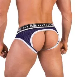 Push - Slip Premium Mesh Hole - Marine/blanc -Poppers Soldes Boutique push slip premium mesh hole marine blanc 2 1 7664