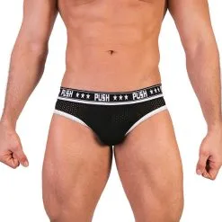 Push - Slip Premium Mesh Hole - Noir / Blanc -Poppers Soldes Boutique push slip premium mesh hole noir blanc 1 1 7662