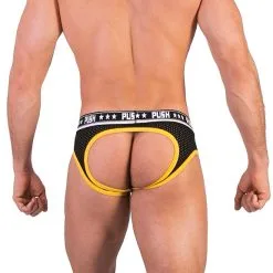 Push - Slip Premium Mesh Hole - Noir/jaune -Poppers Soldes Boutique push slip premium mesh hole noir jaune 3 1 7667