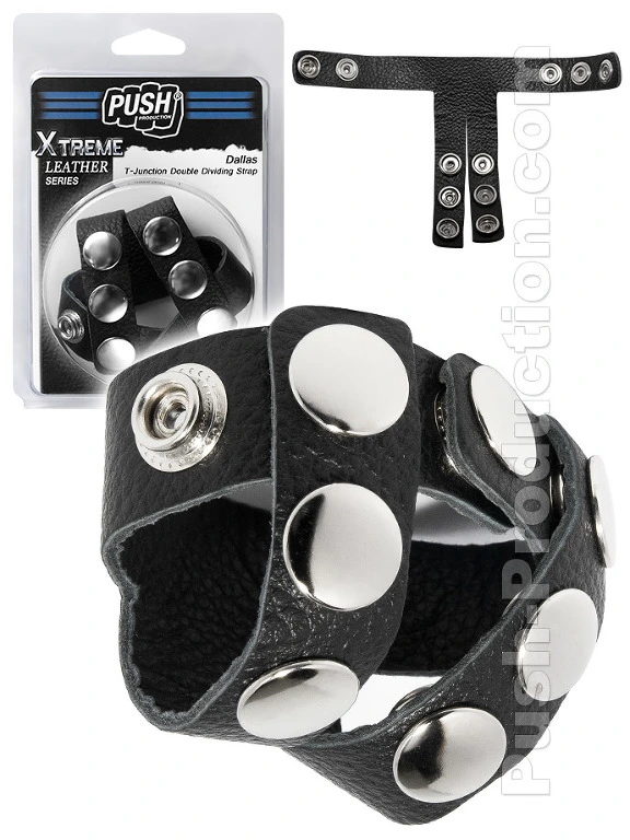 Push Xtreme Leather - Ballstretcher Double T-Junction Dallas 3 Push Xtreme Leather - Ballstretcher Double T-Junction Dallas