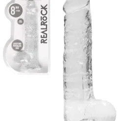 RealRock - Dildo 8 Inch & Balls - Crystal Clear