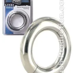 Round Ballstretcher Cockring - Push Steel